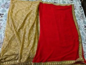 Beautiful Golden Red Saree❣️