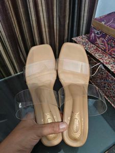 Nude Heels with Clear Straps