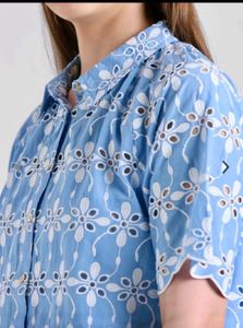 Blue Embroidered Top