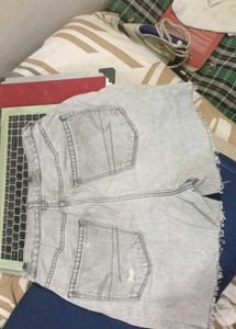 Distressed Denim Grey Shorts