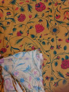 Mustard Designer Floral Printed Cotton Jam Fabric