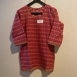Rust Color Printed Tunic Top