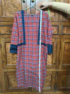 Red Plaid Kurta Dress
