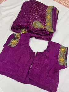 Beads &amp; Stones Work Saree