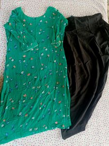 Green Kurta And Black Suit Set