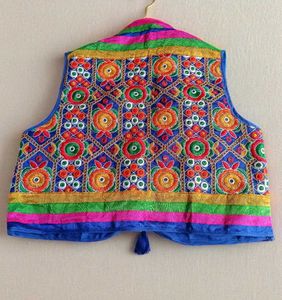 Cotton Embroidered Multicolour Vest/ Koti