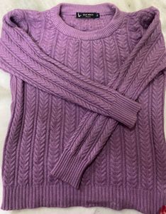 Blue Wings Purple Cable Knit Sweater