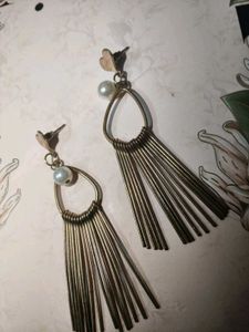 Pearl Drop Tassel Earrings
