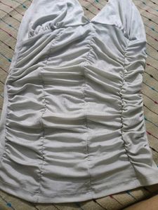 Silver Color Halter Neck Blink Style Sexy Top Small Size