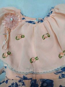 Peach Floral Dress For Girl