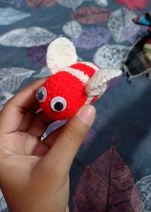 Cute Crochet Red Bee With Beautiful Eyes