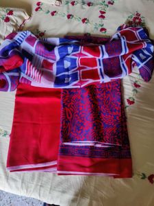 Red & Blue Kurta Set Dress Material