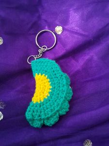 Crochet small flower pocket keychain