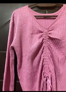 pink Tie Detail Top