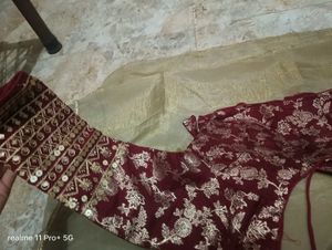 Maroon Floral Blouse &amp; Saree