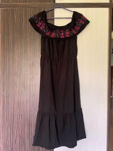 Floral Embroidered Off-Shoulder Dress