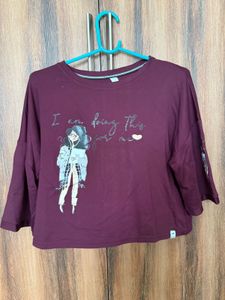 Maroon Graphic Print Tee