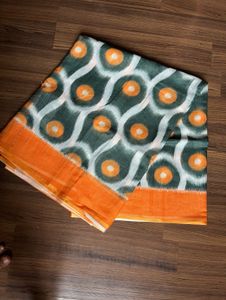 Orange Cotton Saree