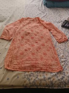 Peach Embroidered Kurta