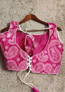 Hot Pink Embroiderd Saree Blouse