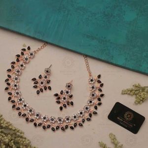 Brass Gold Plated Black Jewellery Set