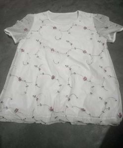 Floral Sheer Top white