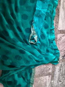 Green Polka Dot Saree