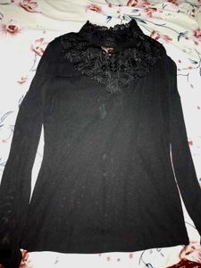 Black Lace Trim Top