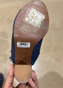 Denim Floral Slides