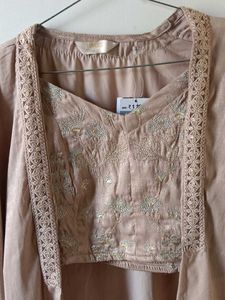 Embroidered Top With Shrug