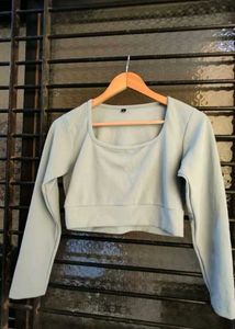 Mint Green Long Sleeve Crop Top