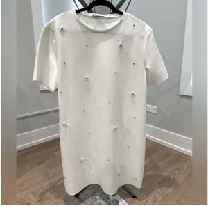 Zara White Embellished T-Shirt Dress