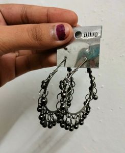 Brand New Black Oxidised Hoop Earrings