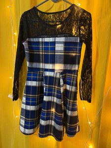 Chic Plaid &amp; Lace Dress