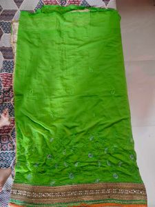 Heavy Georgette Popat Green Saree