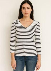 Marks & Spencer White Striped Top