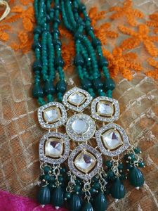 Green Ad Kundan Neckpiece Partywear