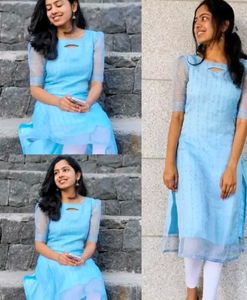 Aqua Organza Feeding Maternity Kurta
