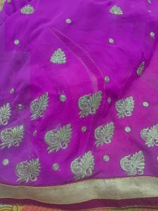 Elegant Purple Embroidered Saree
