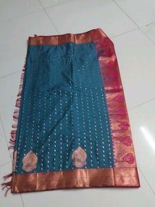 Sea Blue Emboss Silk Saree...