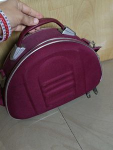 MACHO Burgundy Travel Makeup Bag