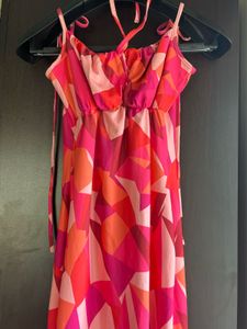 Geometric Pink Maxi Dress