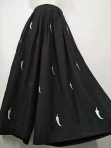 Black Embroidered Culottes