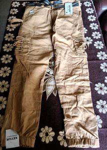 Khaki Cargo Pants with Belt