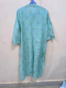 Sky Blue Golden Detailed Kurti.