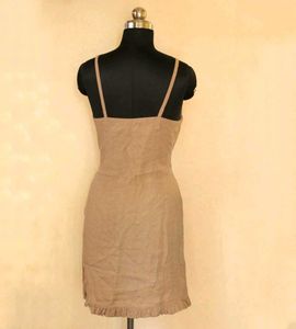 Khaki Linen Midi Dress