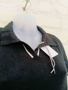 Black Polo with White Trim - Size M
