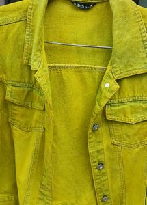 Neon Green Denim Jacket - Medium Size