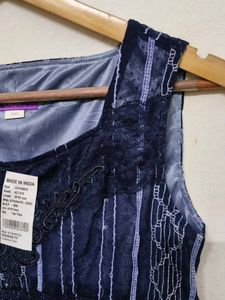 Trendy New Vintage Navy Lace Top