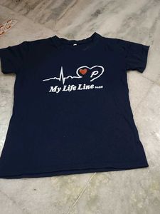 Navy 'My Life Line' Graphic Tee
